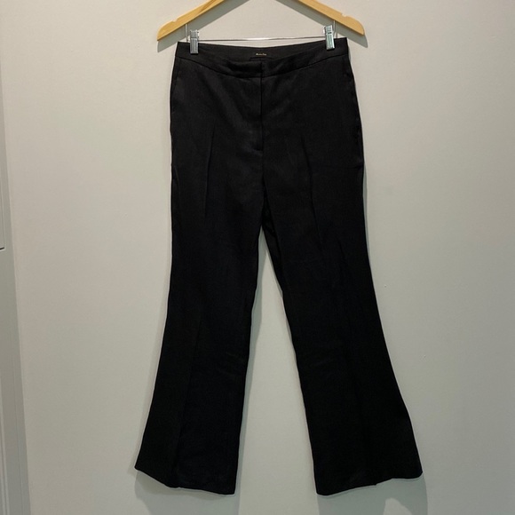 Massimo Dutti Black Linen Flared Trousers Size 6 - Picture 2 of 16